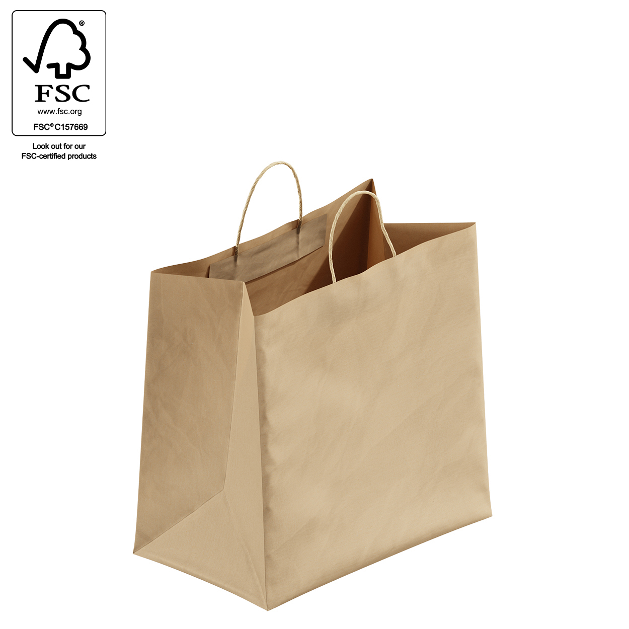 Kraft paper wider gusset bag large with handle 350 H x 350 W x 210 Gusset(A8056.1BN)
