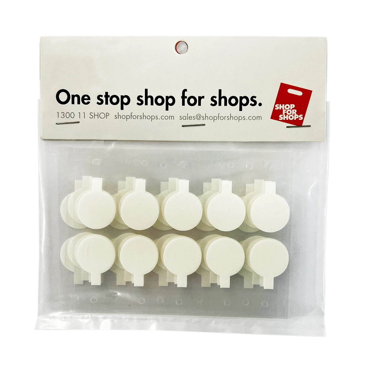 Double sided adhesive round sticker 20mm dia (pack of 50) (A1256CL)