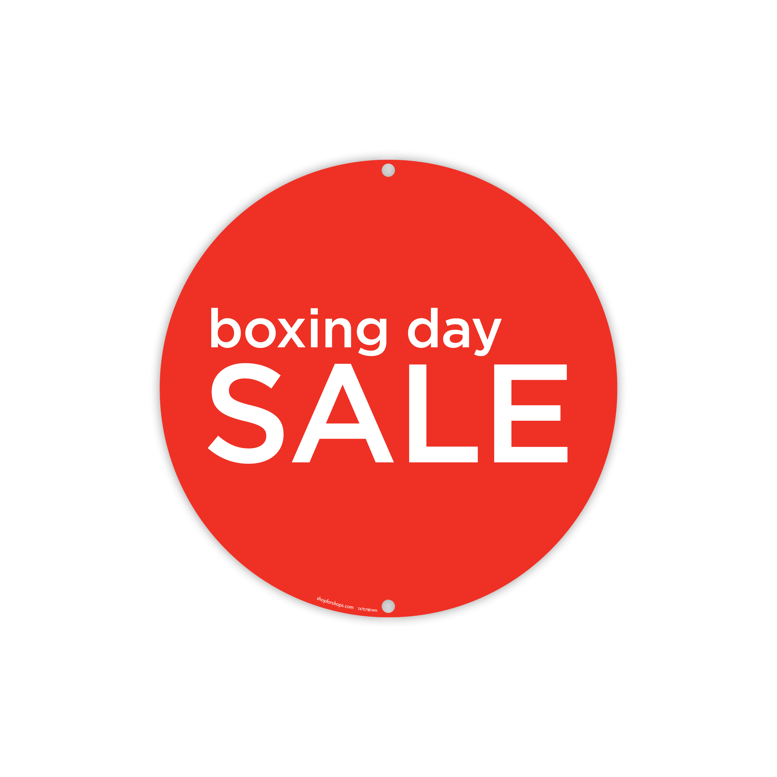 Shop for Shops Round double sided poster "boxing day SALE" Double Sided 400mm DIA(T4707RDWH)