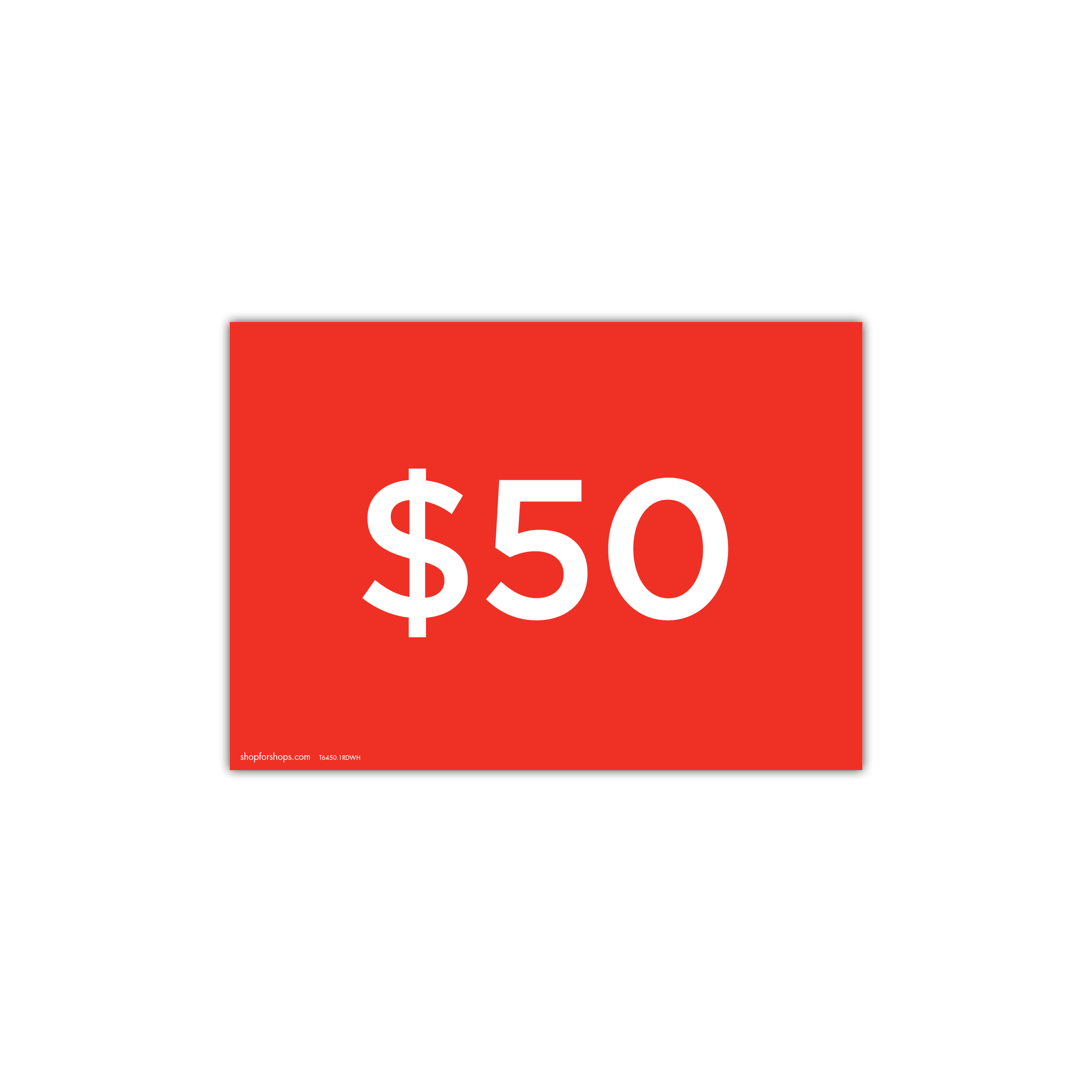 A4 landscape double sided sign card "$50" (pack of 5) 297 W x 210 mm H(T6450.1RDWH)