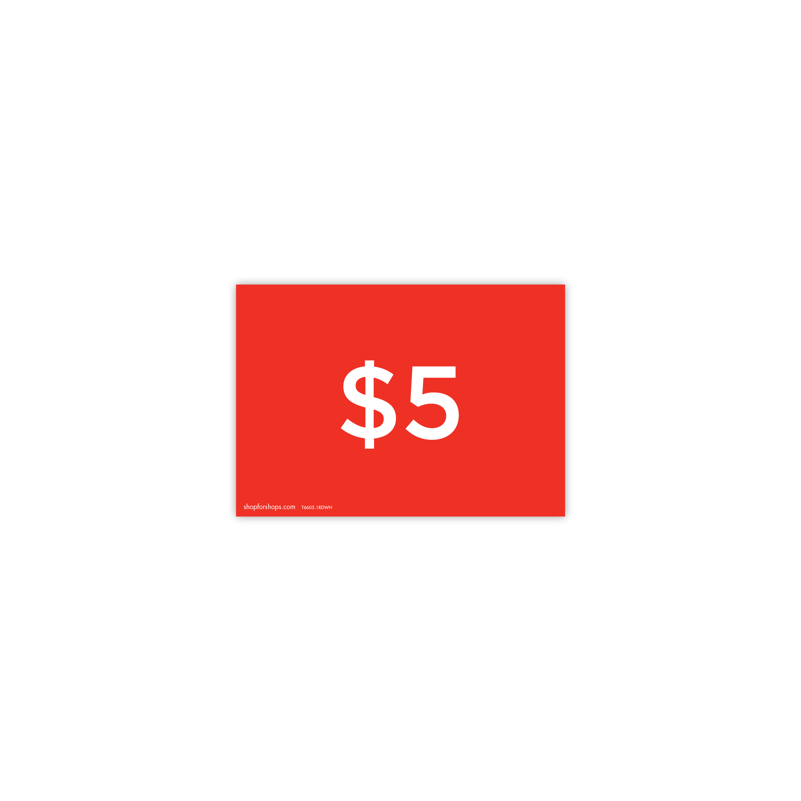 Shop for Shops A5 landscape double sided sign card "$5" (pack of 5) 210 W x 148 mm H(T6605.1RDWH)