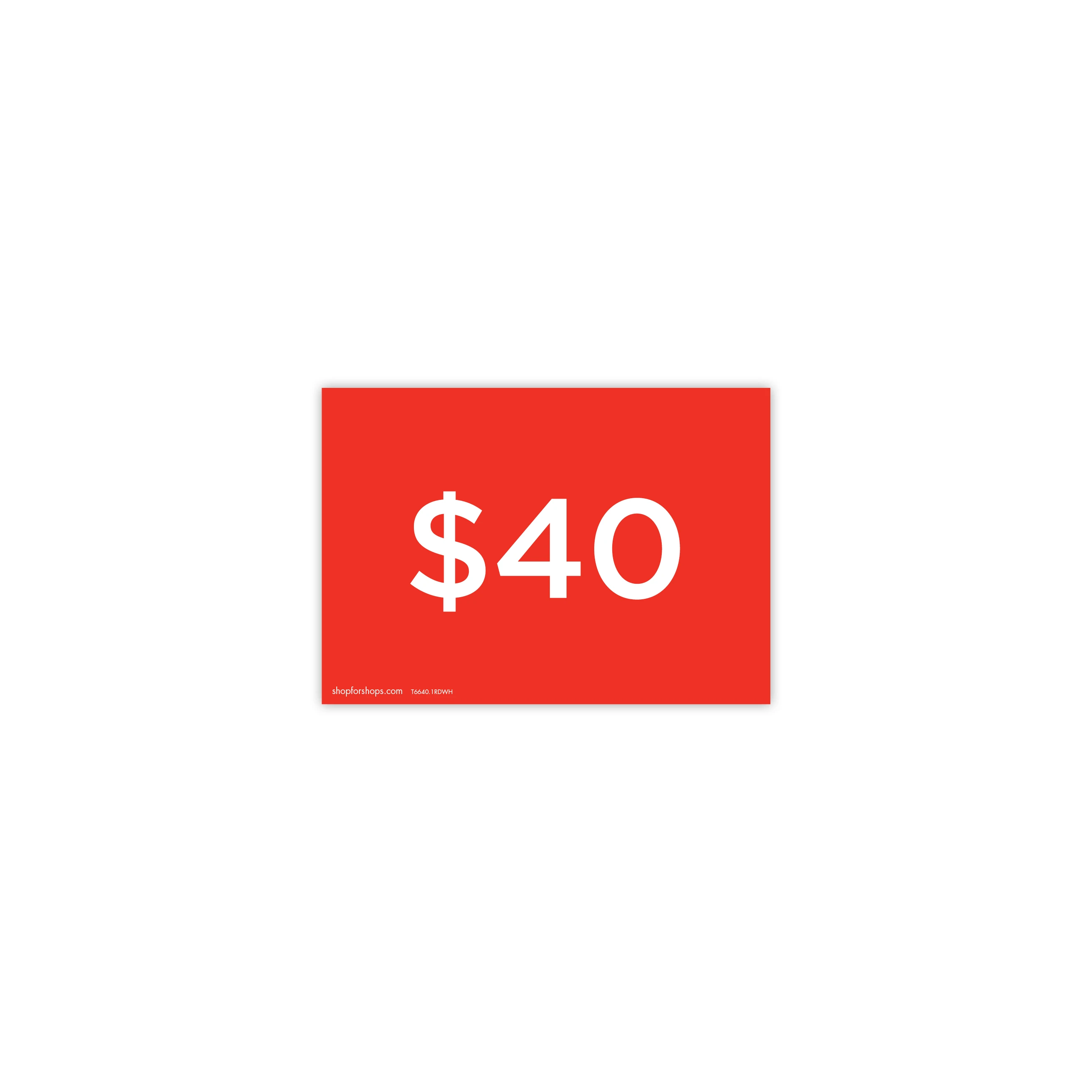 Shop for Shops A5 landscape double sided sign card "$40" (pack of 5) 210 W x 148 mm H(T6640.1RDWH)