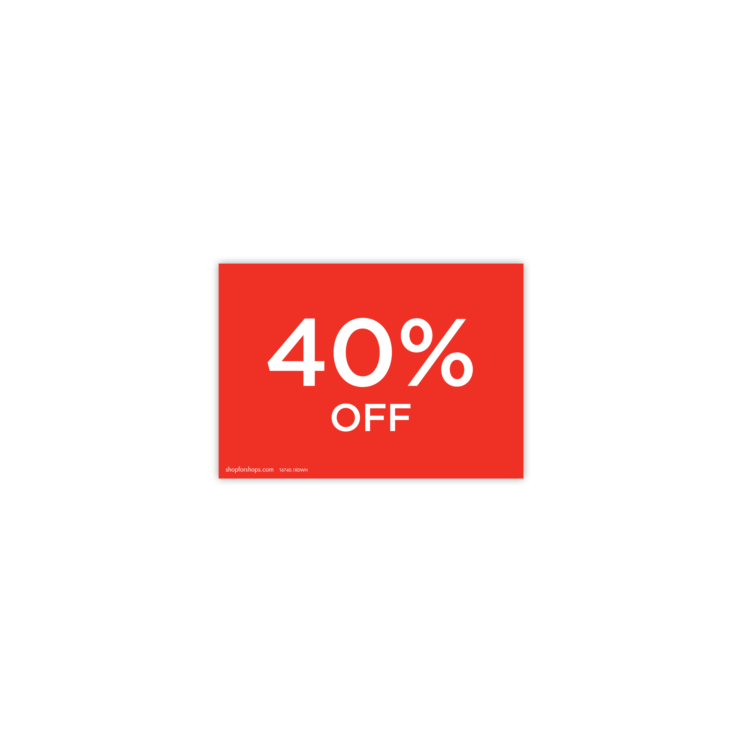 Shop for Shops A5 landscape double sided sign card "40% off" (pack of 5) 210 W x 148 mm H(T6740.1RDWH)