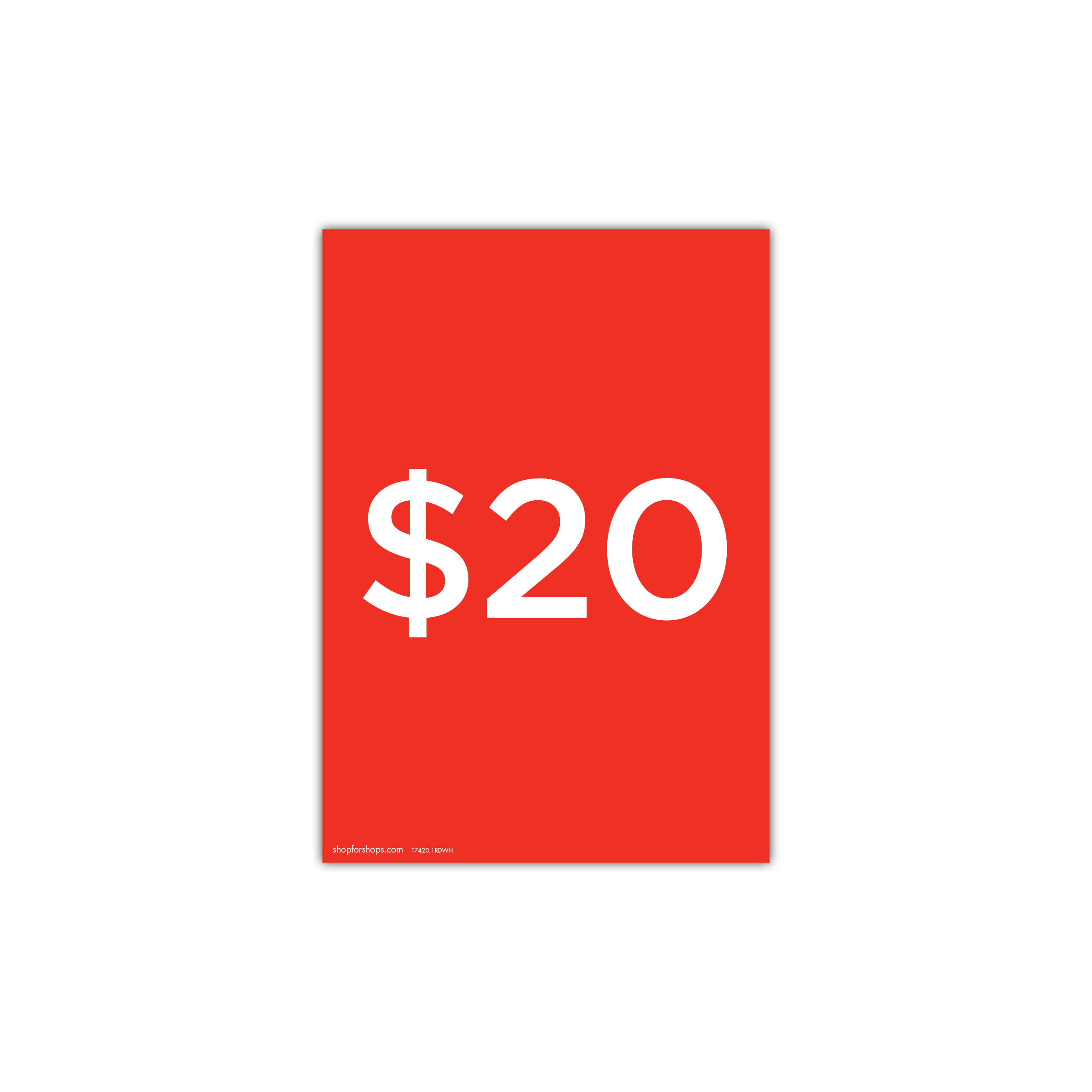 A4 portrait double sided sign card "$20" (pack of 5) 210 W x 297 mm H(T7420.1RDWH)