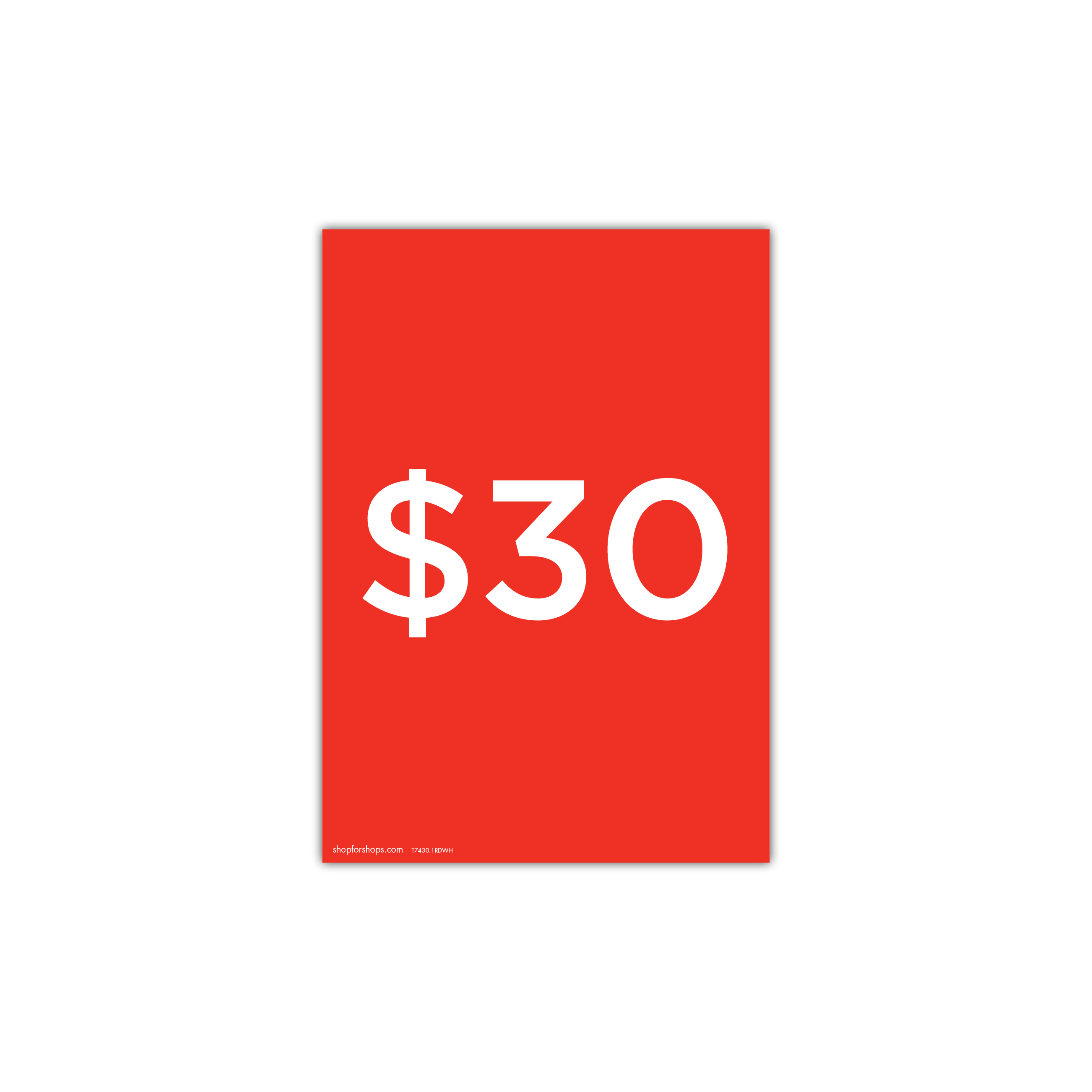 A4 portrait double sided sign card "$30" (pack of 5) 210 W x 297 mm H(T7430.1RDWH)