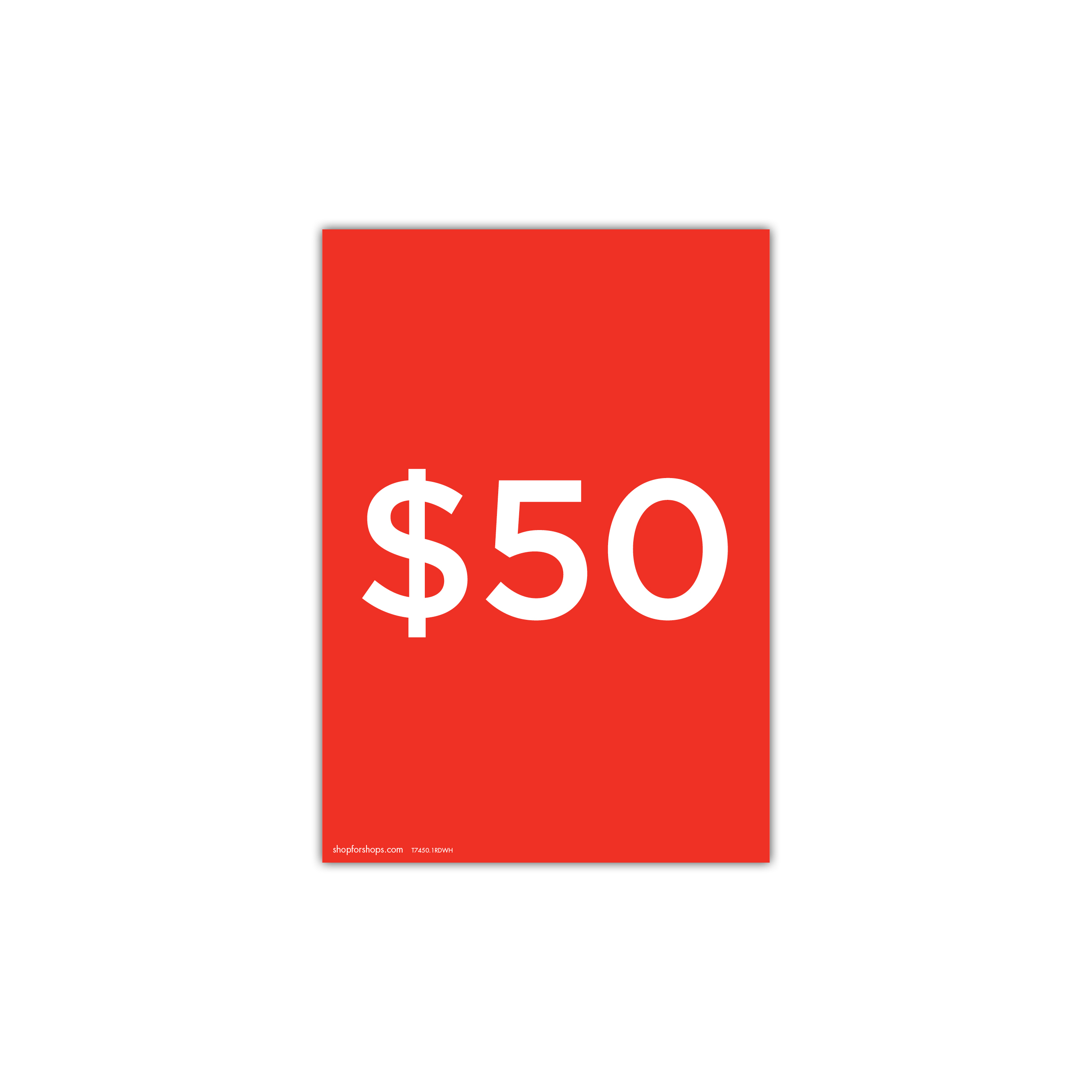 Shop for Shops A4 portrait double sided sign card "$50" (pack of 5) 210 W x 297 mm H(T7450.1RDWH)