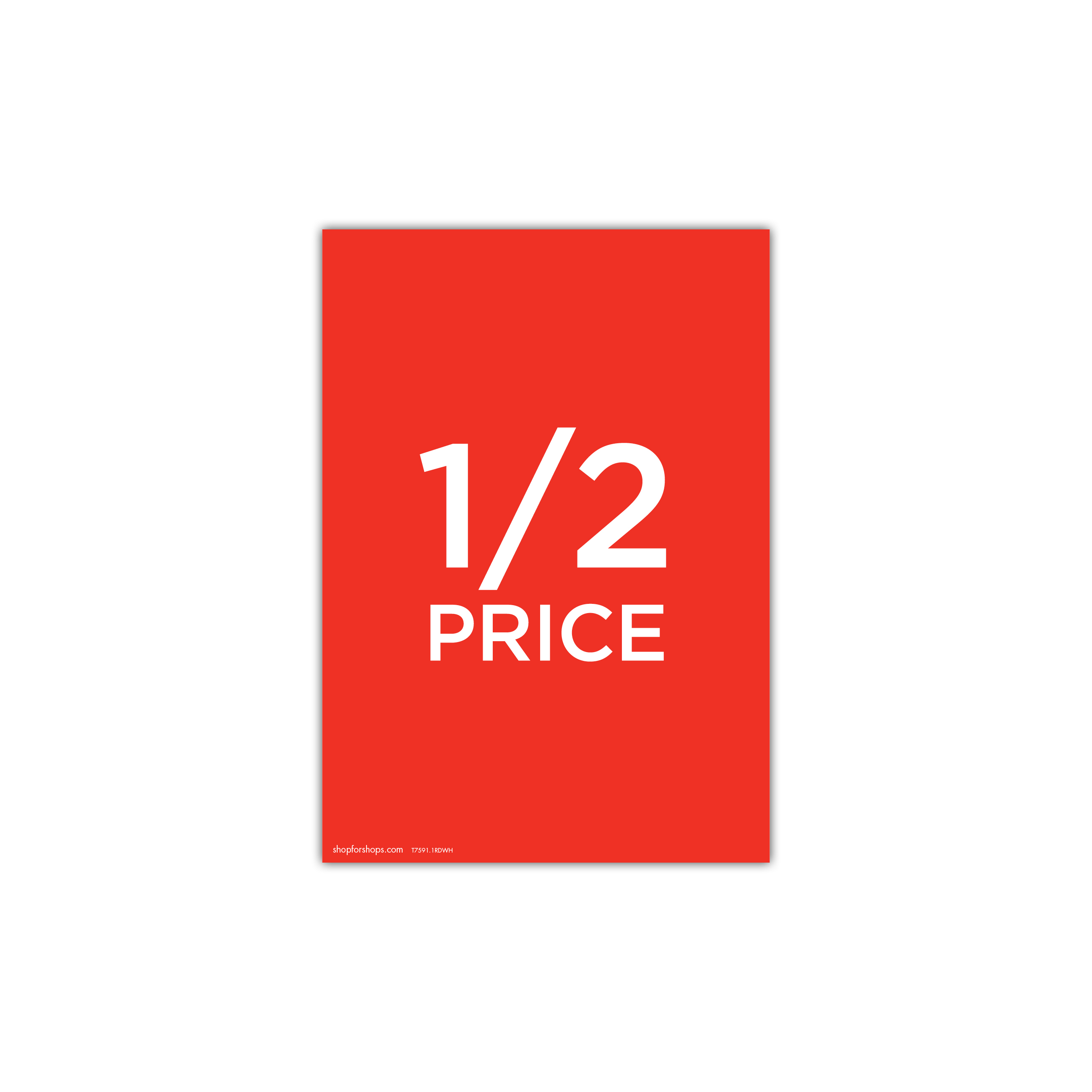 Shop for Shops A4 portrait double sided sign card "1/2 price" (pack of 5) 210 W x 297 mm H(T7591.1RDWH)