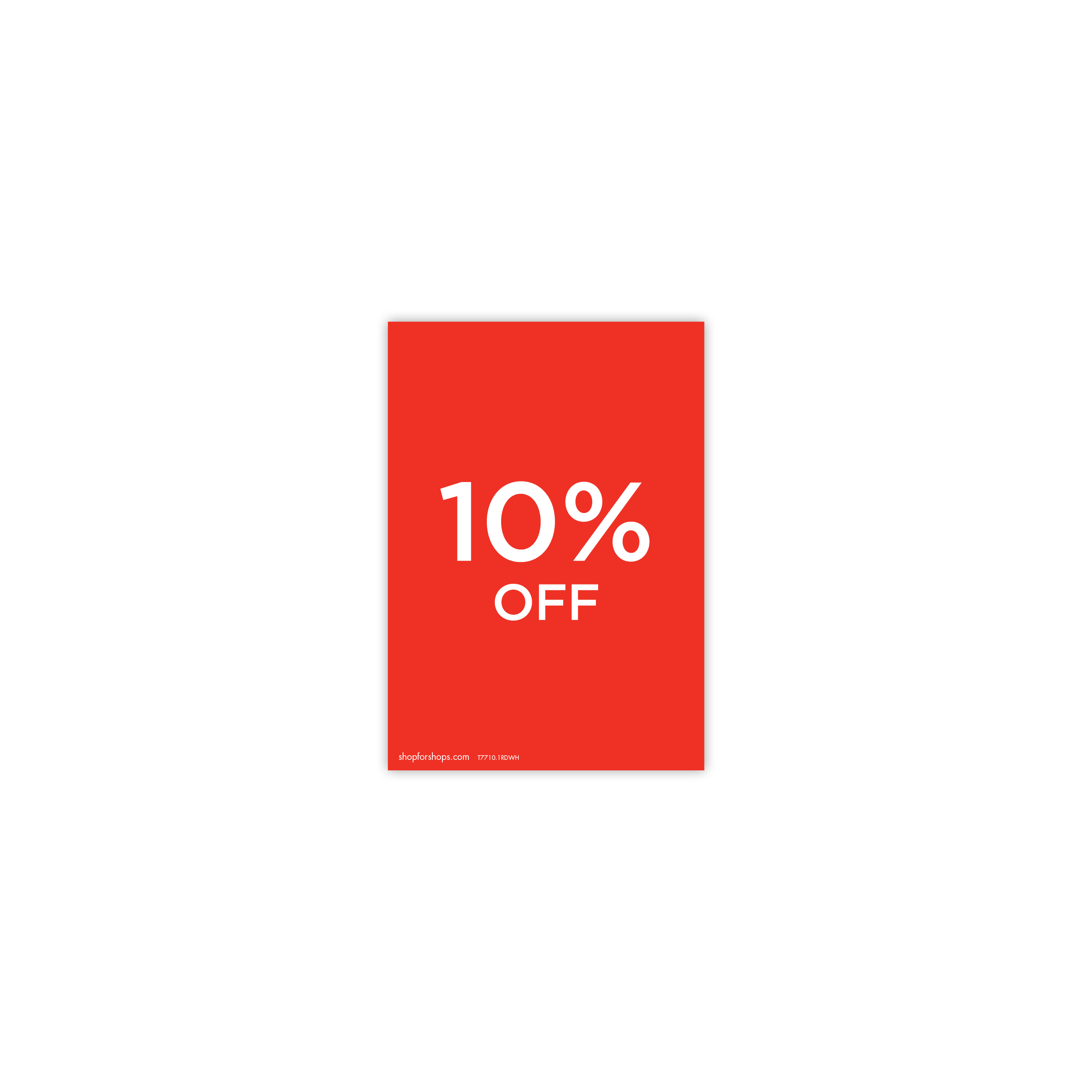 Shop for Shops A5 portrait double sided sign card "10% off" (pack of 5) 148 W x 210 mm H(T7710.1RDWH)