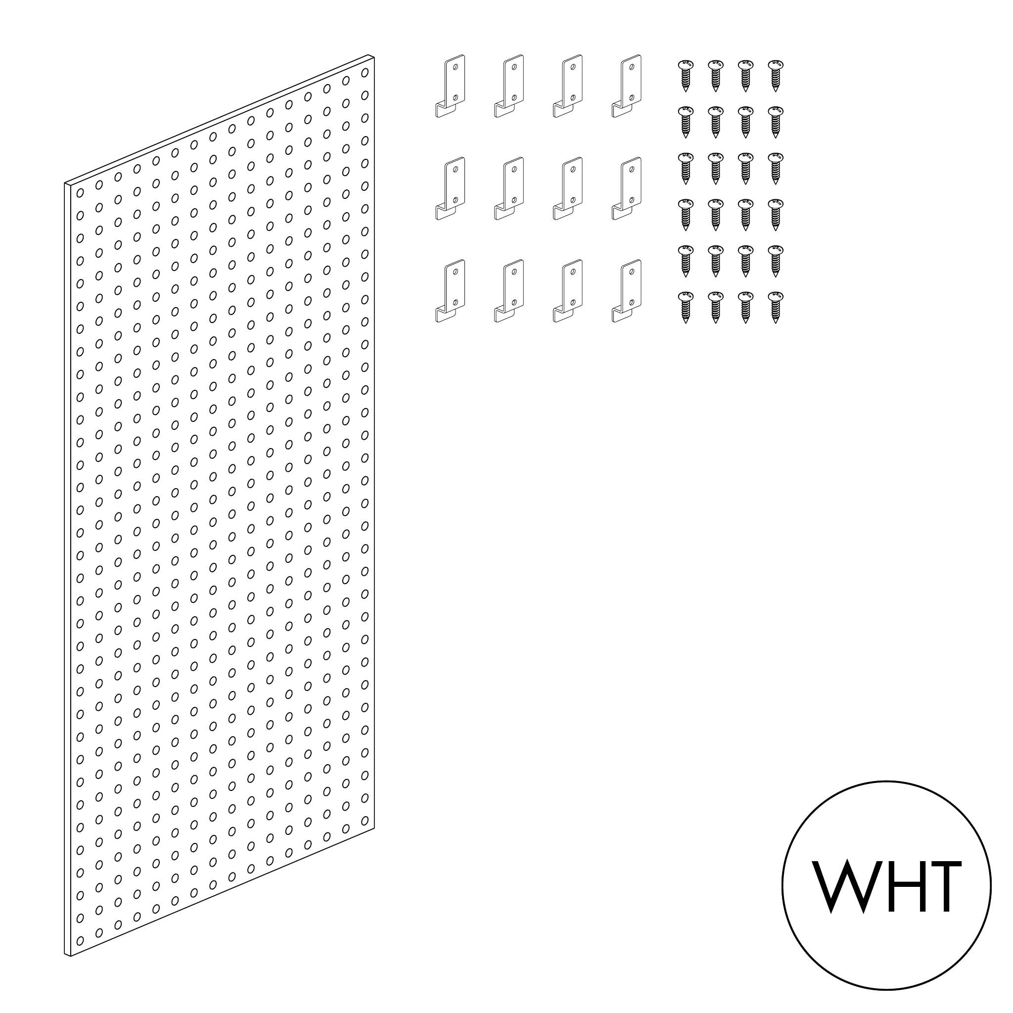 Peggie panel 75 x 70mm perforated pattern with brackets 1200 W x 2380 mm H(P0005WHT)