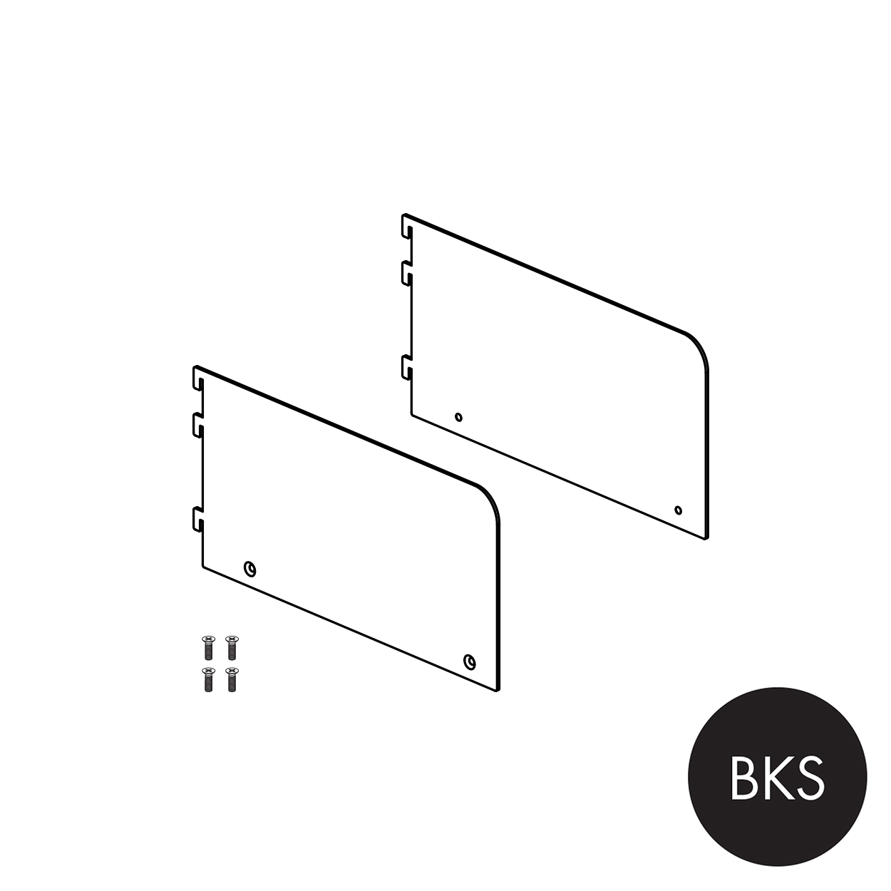 MAXe 30 mm shelf bracket set with 137 H ends 300 mm D  x 2.5 mm Thick(E6023BKS)