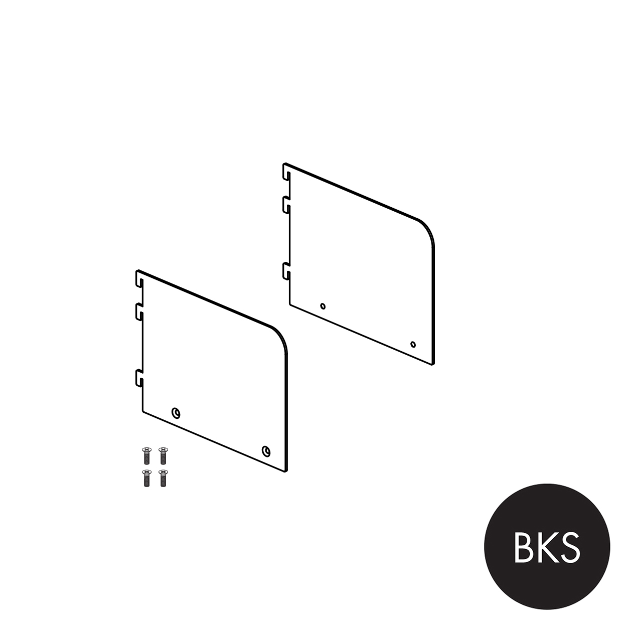 MAXe 30 mm shelf bracket set with 137 H ends 200 mm D  x 2.5 mm Thick(E6022BKS)
