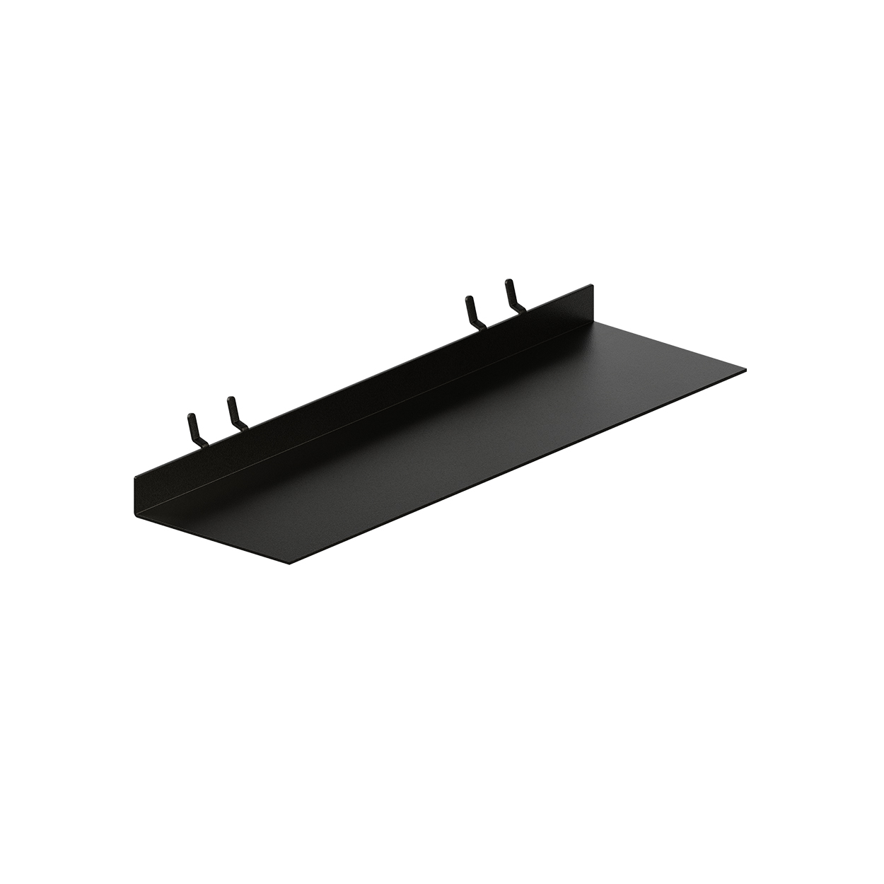 Slimline metal shelf for slatwall, slatmesh and metal peg 293 W x 100 mm D(S2553BKS)