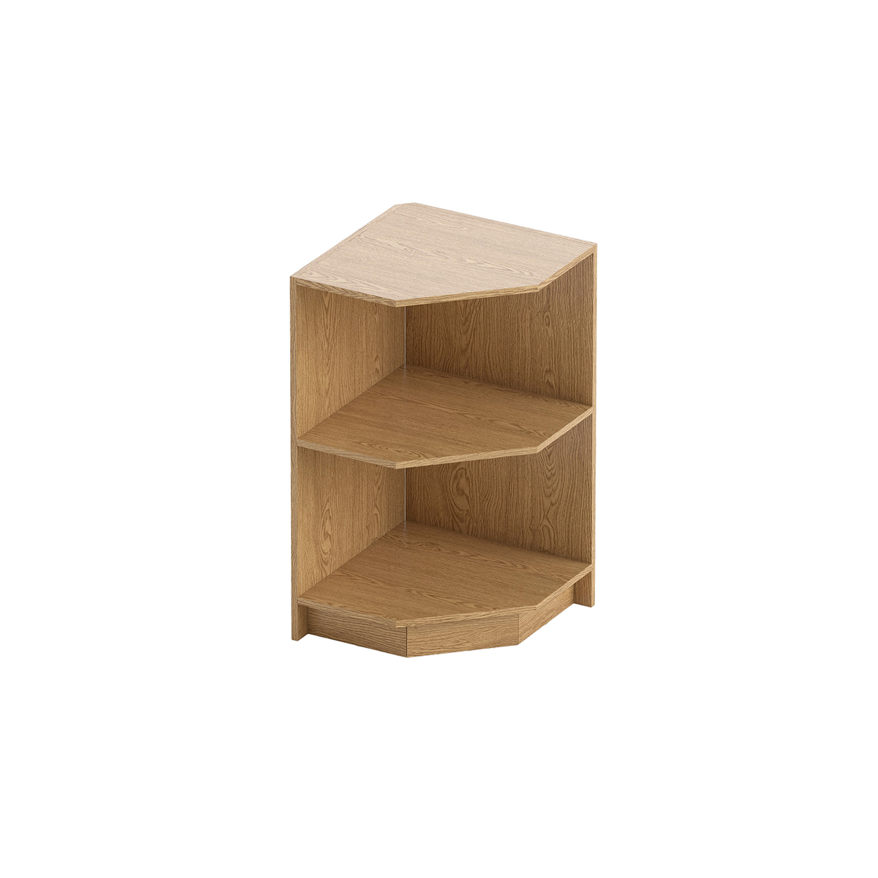 Shop for Shops Open corner counter timber laminate with shelf 526 W x 526 D x 965 mm H(F4002OAK)