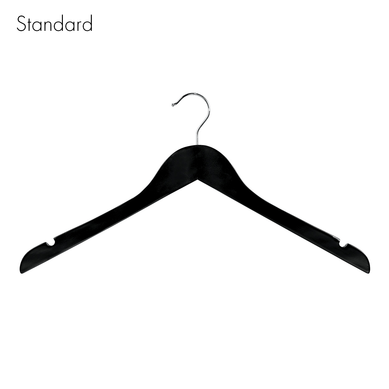 Shop for Shops Wooden hanger standard contoured wishbone with notches 440 W x 12 mm Thick(HSC2628BK)