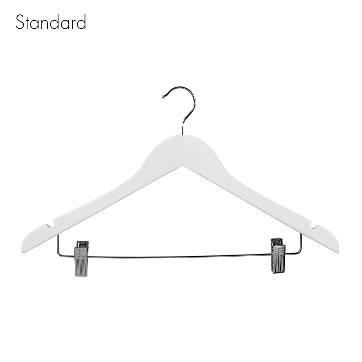 Shop for Shops Wooden hanger standard contoured with notches & adjustable clips 440 W x 12 mm Thick(HSC2631WH)