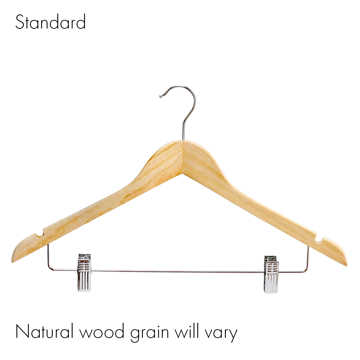 Shop for Shops Wooden hanger standard contoured with notches & adjustable clips 440 W x 12 mm Thick(HSC2631BH)