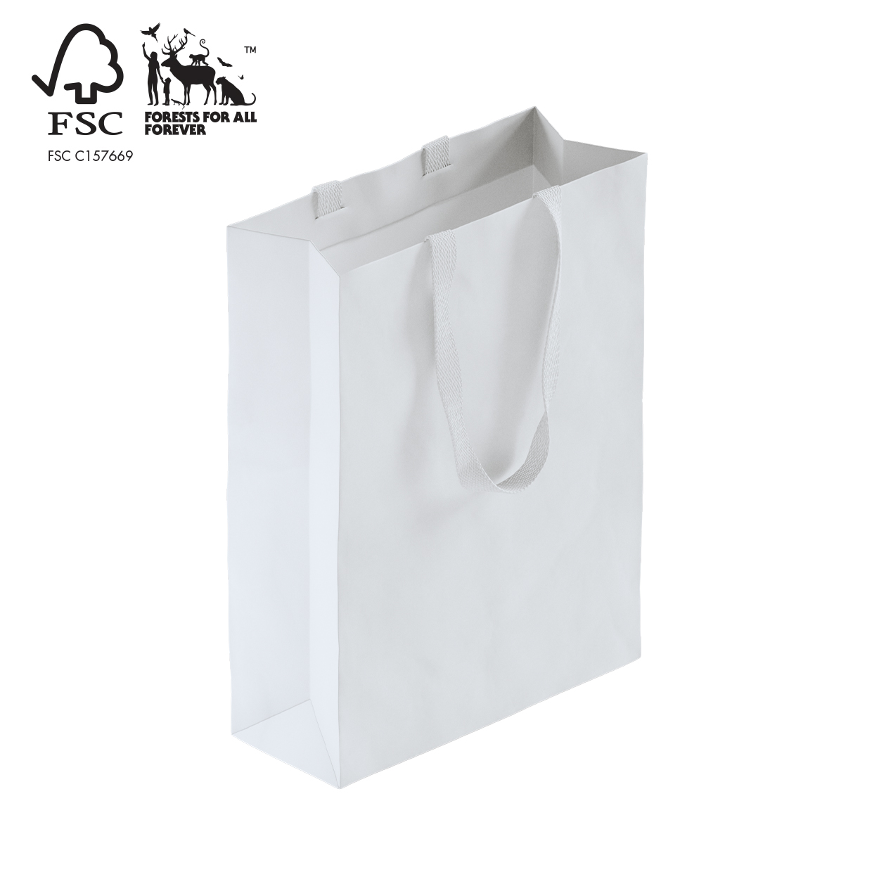 Shop for Shops Style paper bag large with woven ribbon handle 340 W x 460 H x 130 mm gusset(A8034.2WH)