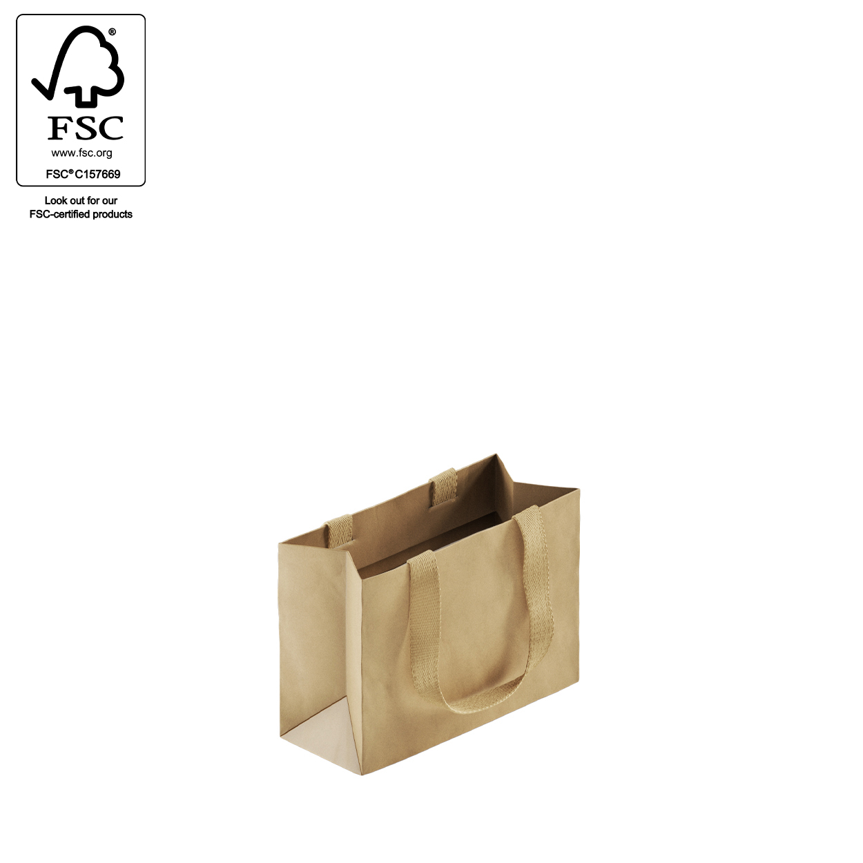 Style Paper Bag Extra Small Boutique woven ribbon handle 250 W x 180 H x 100mm gusset(A8037.2NAT)