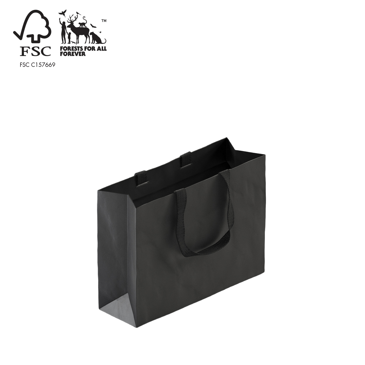 Shop for Shops Style Paper Bag Small Boutique with woven ribbon handle 350 W x 260 H x 110mm gusset(A8038.2BK)