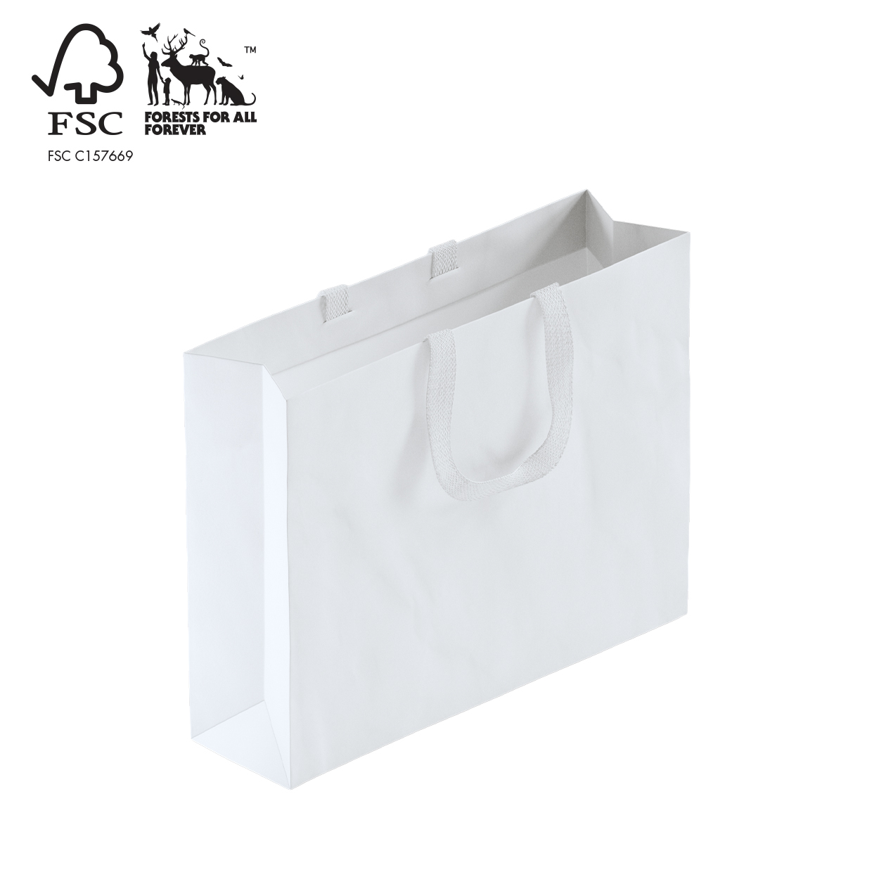 Shop for Shops Style Paper Bag Boutique with woven ribbon handle 450 W x 350 H x 120mm gusset(A8039.2WH)