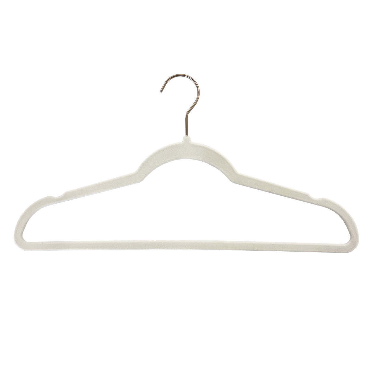 Flocked velvet space saver top hanger with notches & rail 440 W x 4mm thick(H5100.1WH)