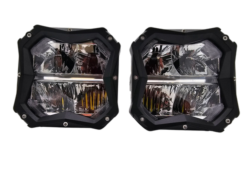 VYPR EXTREME OFFROAD 5" FLOOD HIGH INTENSITY LED LIGHTS WITH AMBER DRL FUNCTION &  RELAY AND HARNESS