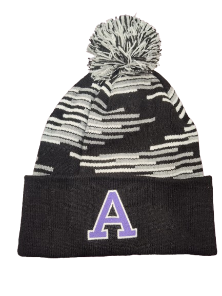 Black "A" Cuff Pom Knit Hat