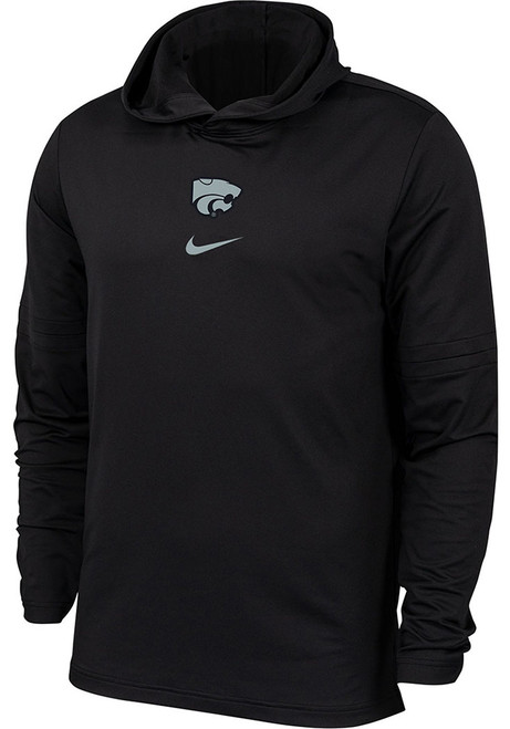 Mens K-State Wildcats Black Nike Sideline Lightweight Player Hooded Sweatshirt