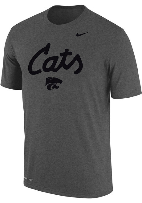 K-State Wildcats Grey Nike Tonal Cats Script DriFri Short Sleeve T Shirt