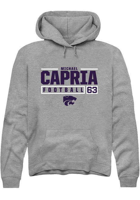 Michael Capria Rally Mens Grey K-State Wildcats NIL Stacked Box Hooded Sweatshirt