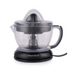 Electric citrus juicer with clear jug and black base, handle and measurement markers