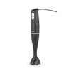 Black handheld stick blender with two speed buttons