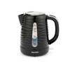 Black electric kettle with wave texture, visible water level indicator and Progress branding.