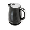 Black cordless electric kettle with stainless steel lid and water level window