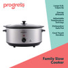 6.5 litre stainless steel slow cooker packaging showing product and UK energy saving offer