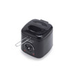 Black compact electric deep fryer with viewing window, Progress brand, shown at an angle.