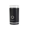 Black electric coffee grinder with clear lid, Progress logo on front.
