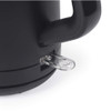 Black electric kettle base and partial kettle showing water level indicator