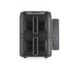 Black dual drawer air fryer with digital touch control panel