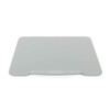 Light green plastic chopping board with integrated grater, shown on white background