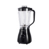Black electric blender with clear jug, shown upright for product listing