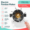 Electric fondue set with stainless steel pot and forks, dimensions 24 x 23.3 x 19 cm