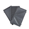 Set of three non-stick interchangeable plates for grill, waffles, and sandwiches.