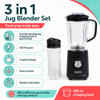 Replacement blender jug with black lid and handle, transparent plastic, 1.25 litre capacity