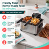 Stainless steel deep fryer with basket, dimensions 35.8 x 35.8 x 21.5 cm