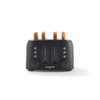 Black 4-slice toaster with toasted bread, front view