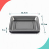 Set of two silver rectangular non-stick baking trays, shown stacked side view