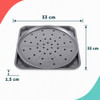 Silver round pizza tray and square baking tray set, 33cm x 33cm, 1.5cm deep