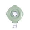 Green plastic jug lid with transparent spout, shown from above