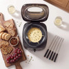 Black electric deep fat fryer with temperature dial, Progress branding, front view